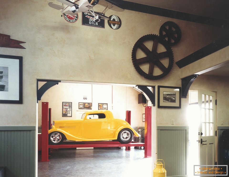 Interior of the garage in retro style