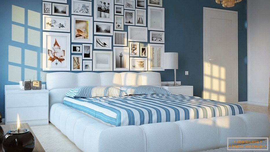 Example of interior design of a small bedroom in the photo