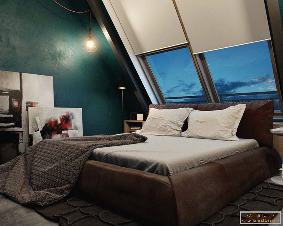 Example of interior design of a small bedroom in the photo