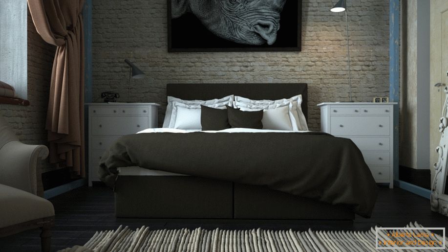 Example of interior design of a small bedroom in the photo