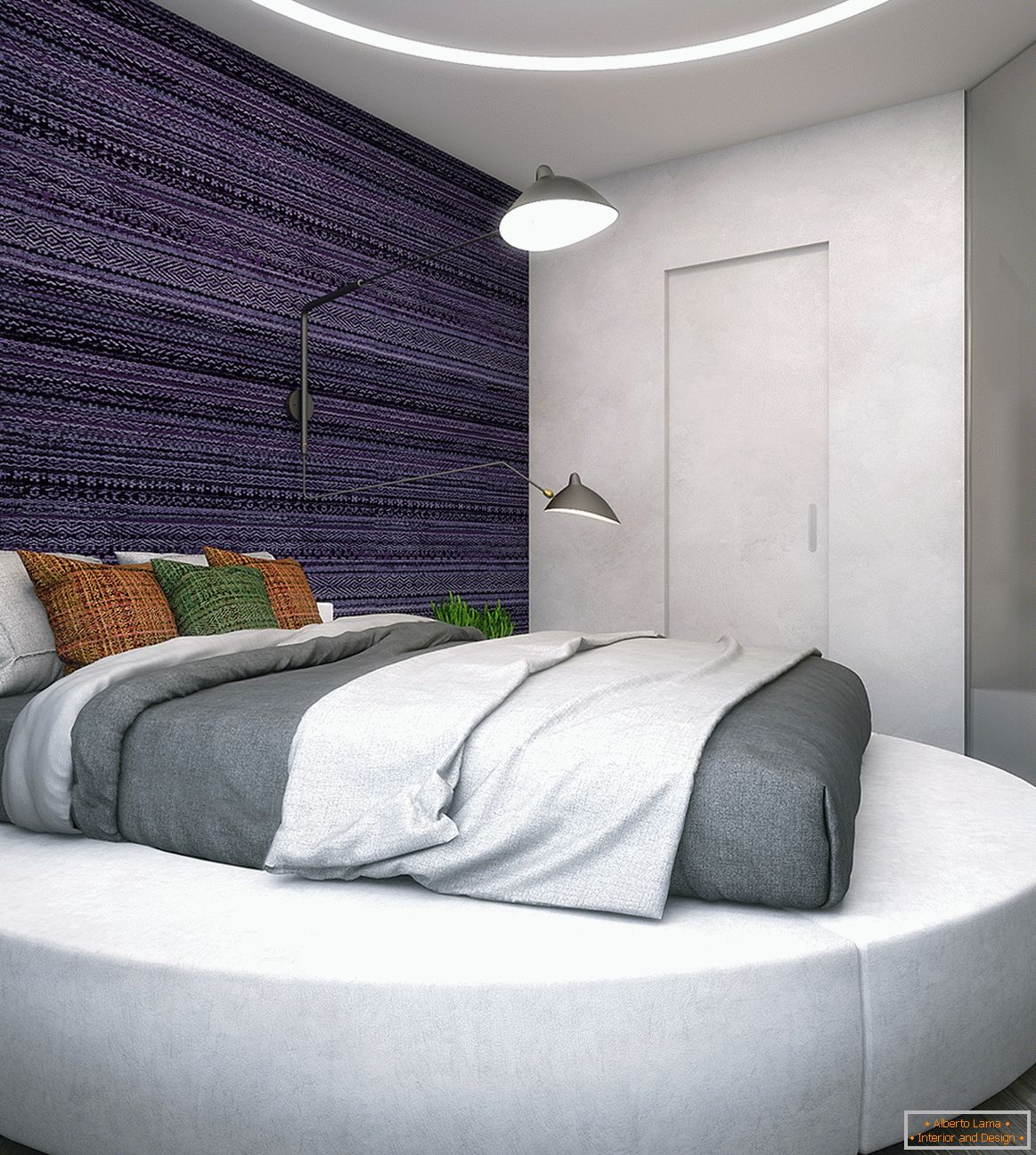 Example of interior design of a small bedroom in the photo