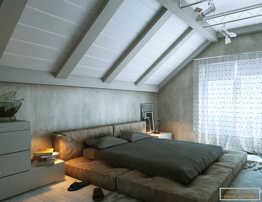 Example of interior design of a small bedroom in the photo