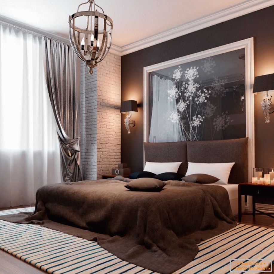 Example of interior design of a small bedroom in the photo