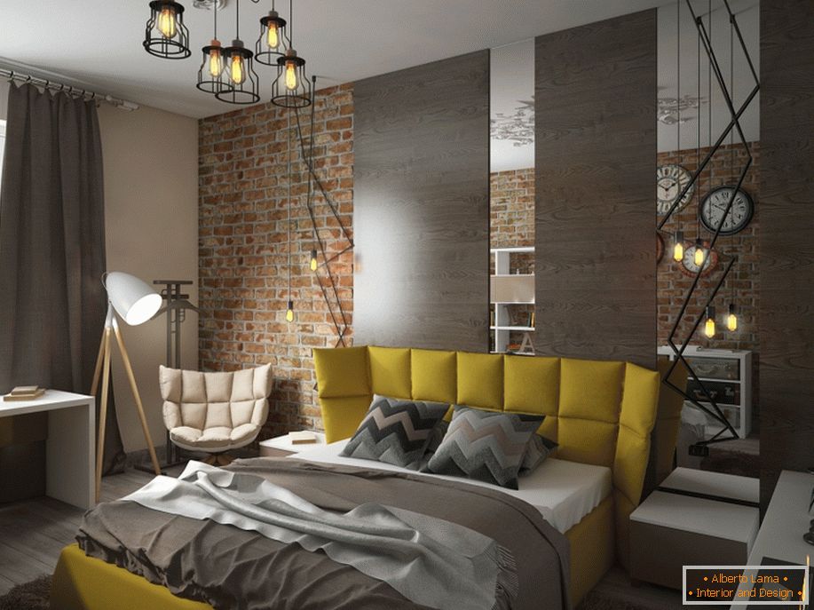 Example of interior design of a small bedroom in the photo