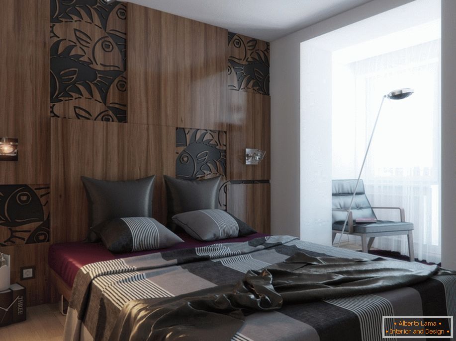 Example of interior design of a small bedroom in the photo