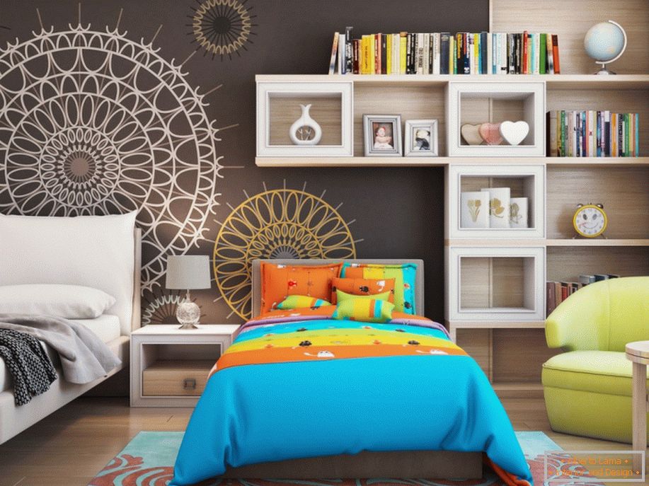 Example of interior design of a small bedroom in the photo