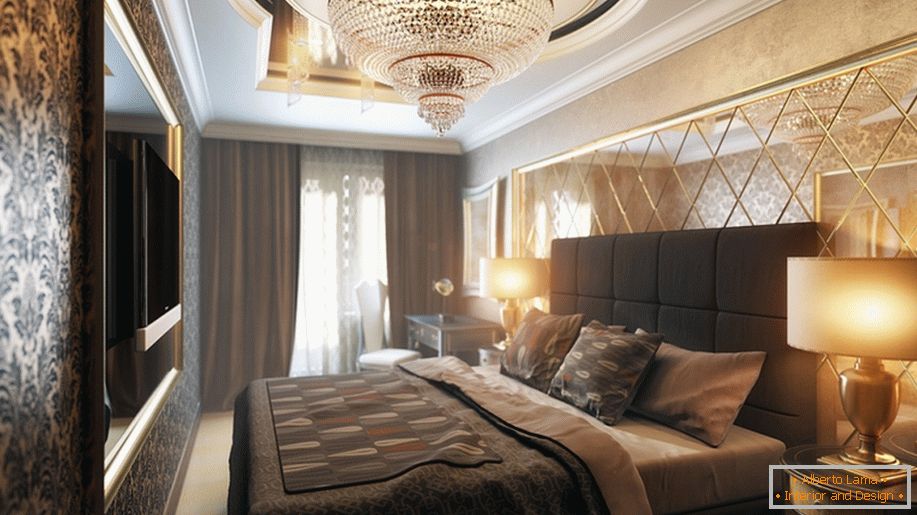 Example of interior design of a small bedroom in the photo