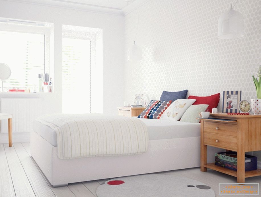 Example of interior design of a small bedroom in the photo