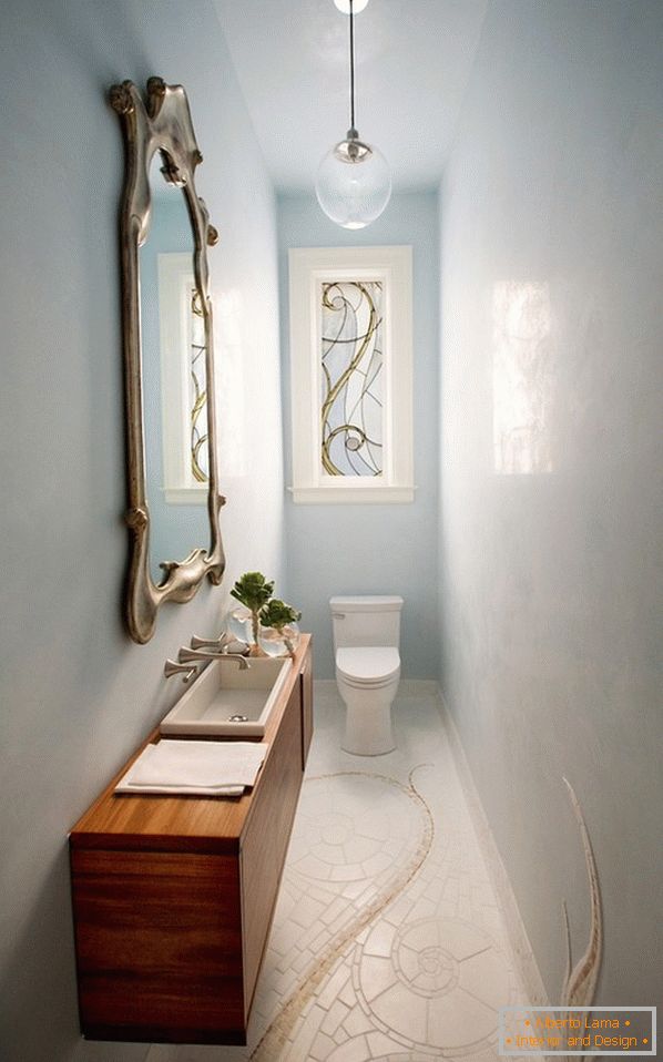 Floor tiles in a narrow bathroom