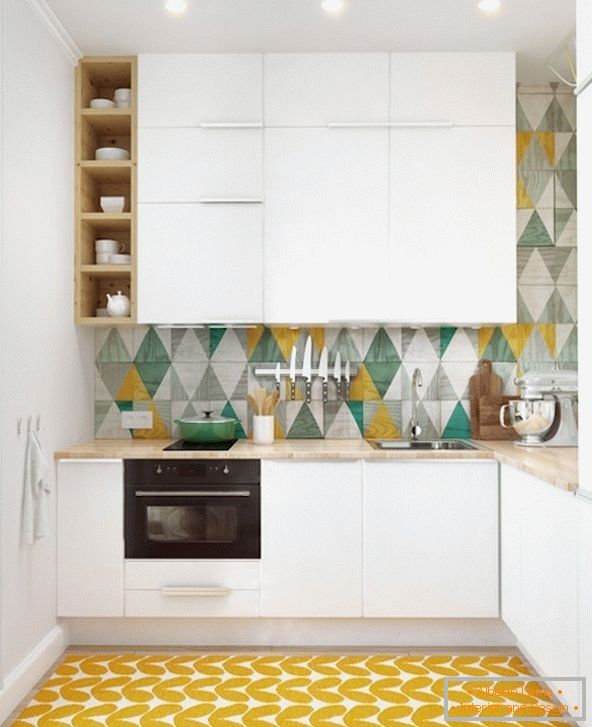 Geometric pattern in the design of the kitchen