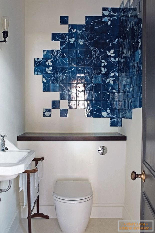 Collage of ceramic tiles in the bathroom
