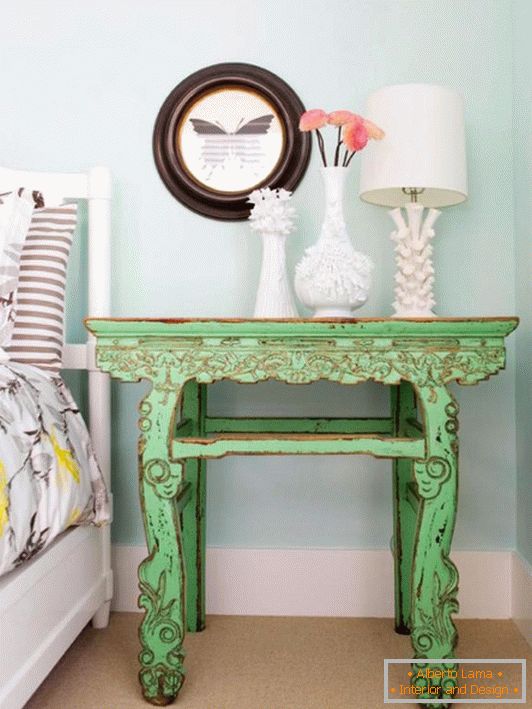 Bedroom with an old bedside table