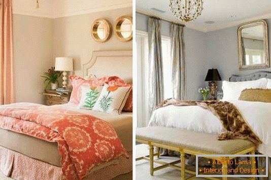 Bedroom design with golden decor
