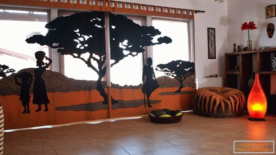 Interior in African style in light colors
