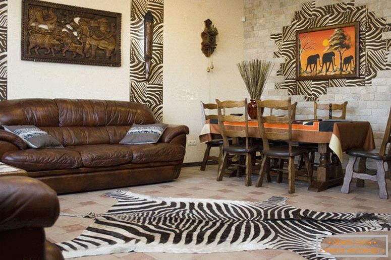 Leather furniture in an interior in the African style