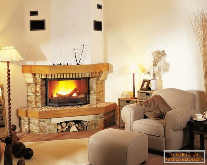 Fireplace with live fire