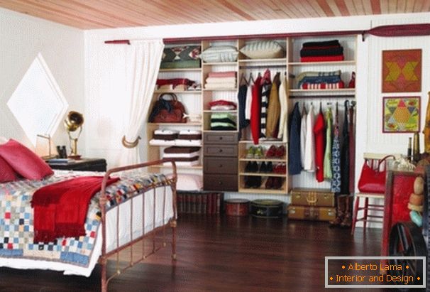 Wardrobe with curtains instead of doors