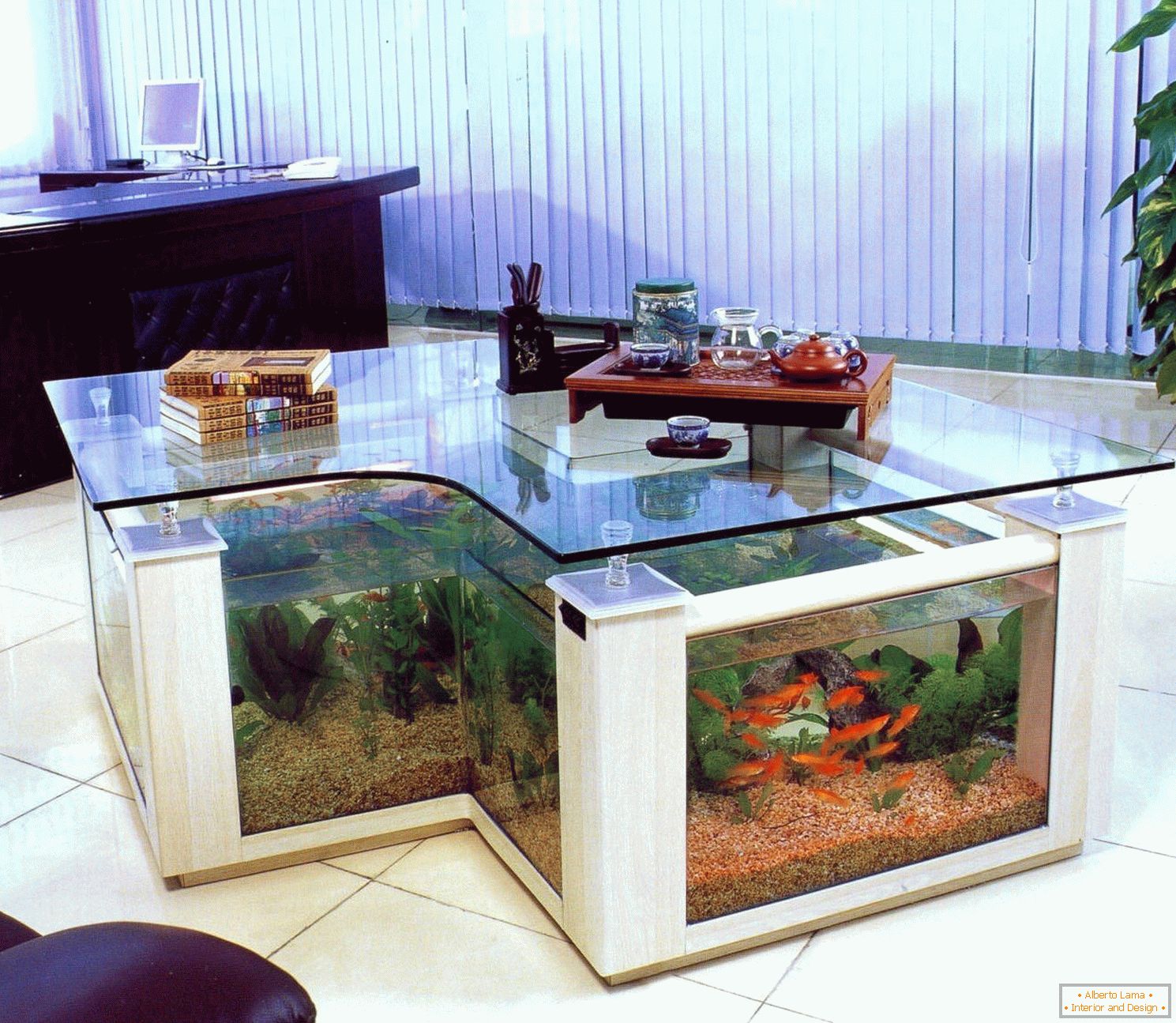 Table-aquarium in the office