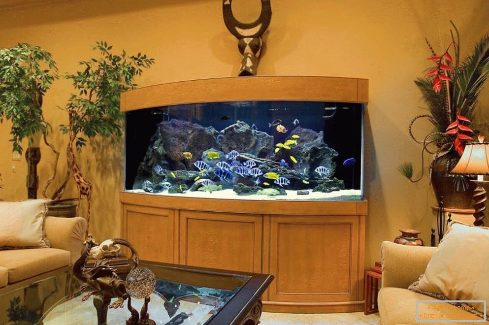 Beautiful aquarium в гостиной