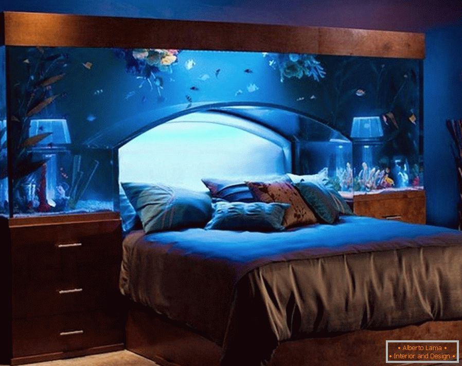 Aquarium above the bed