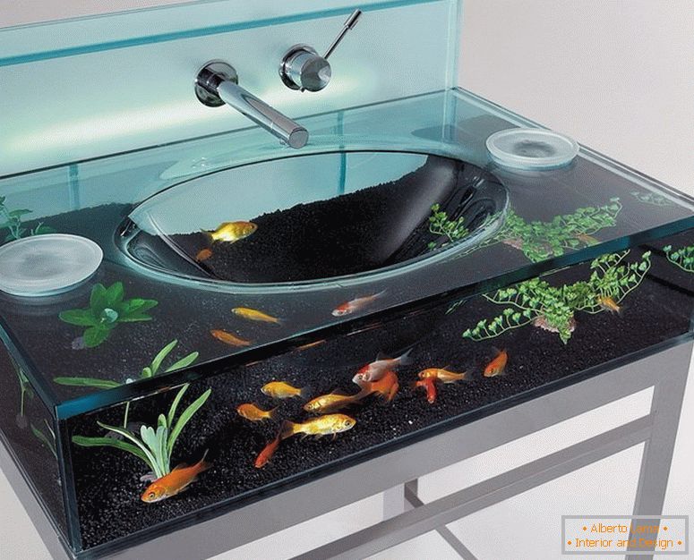 Sink with aquarium