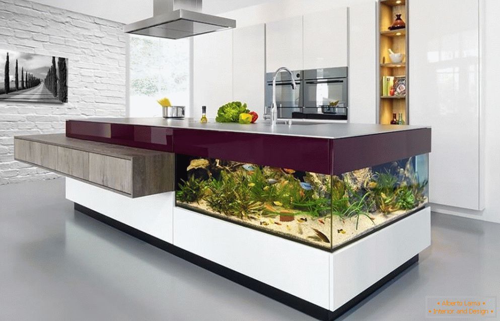 Table-aquarium in the kitchen