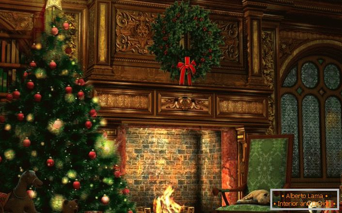 Fireplace in Christmas
