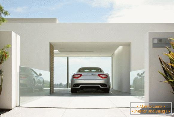 Car in an elegant white garage