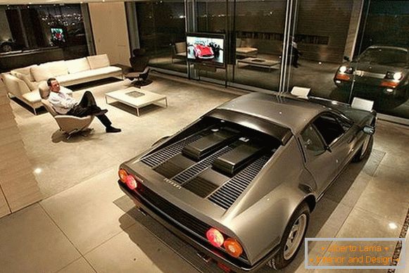 Sports car in living room