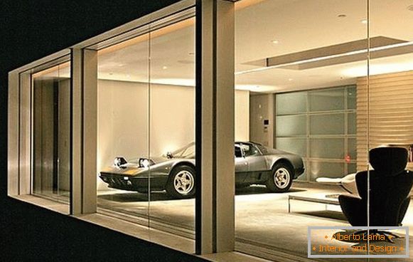 Garage with glass walls
