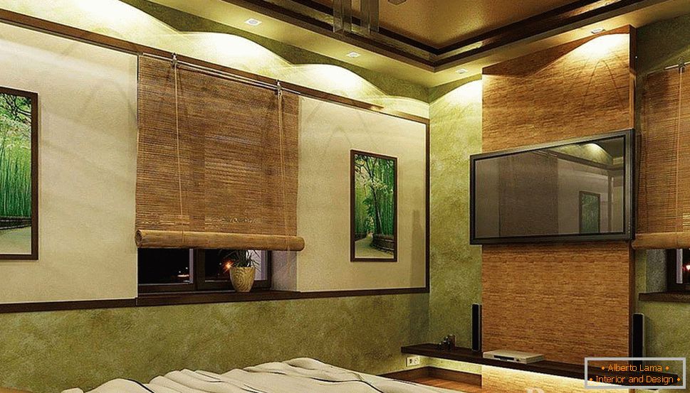 Bamboo in the interior of the bedroom