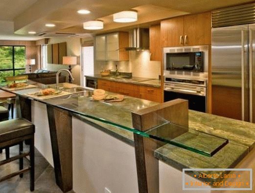 Glass bar counters for the kitchen