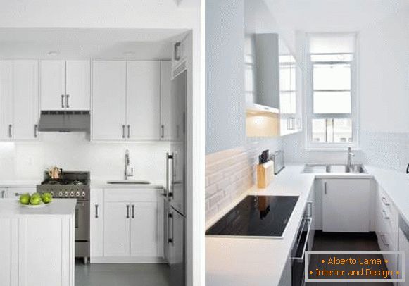 White kitchen with white table top - photo in interior design