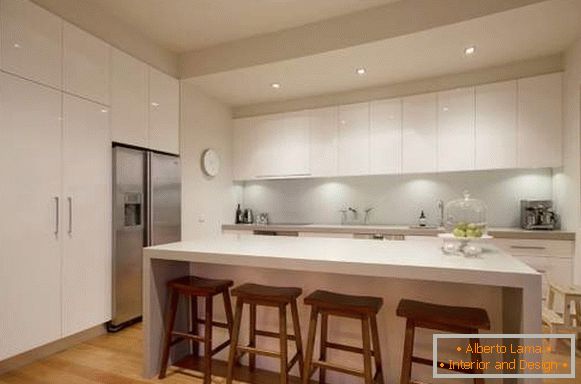 Kitchen in white tones - photos in modern style