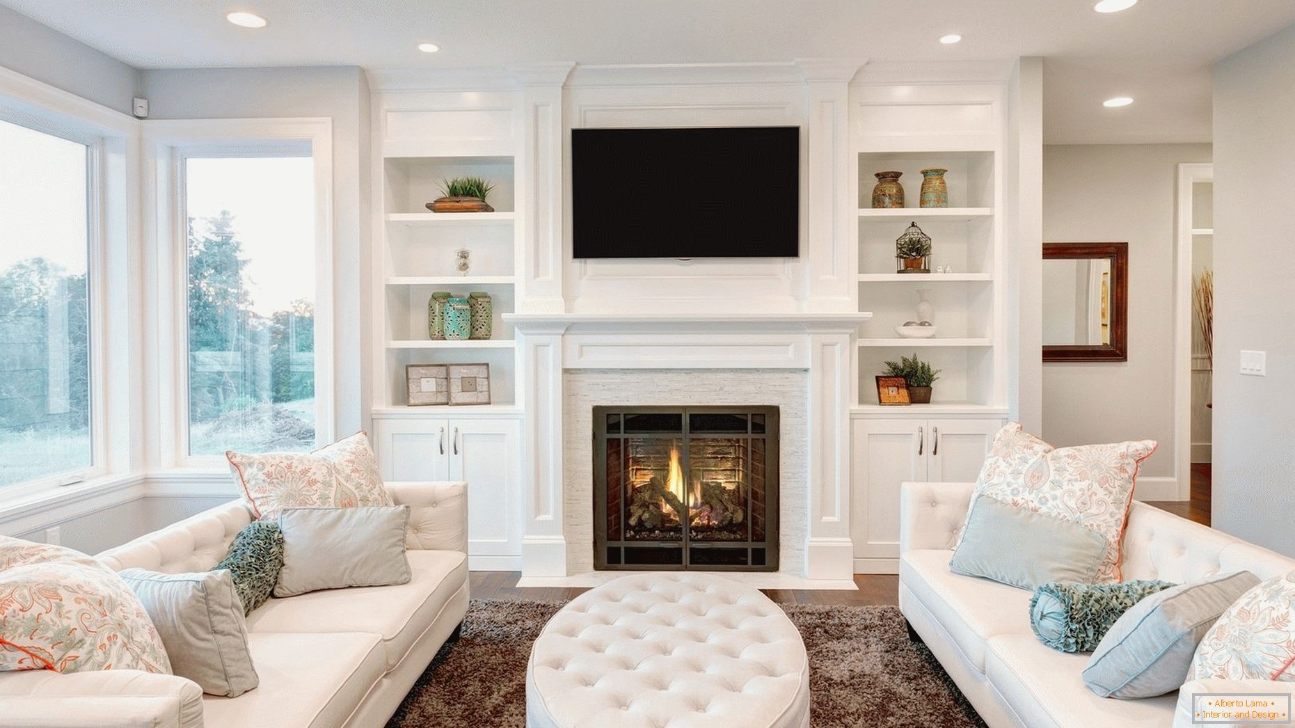 White furniture in the interior of the living room