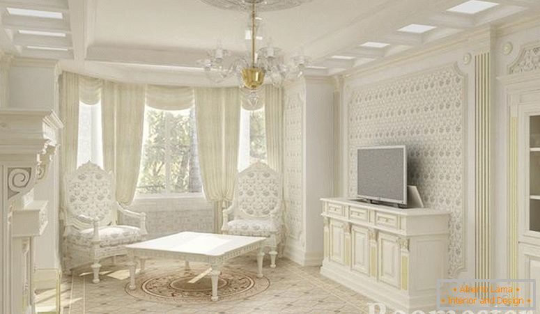 Interior in Empire style with white furniture