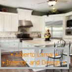 Kitchen with an island table