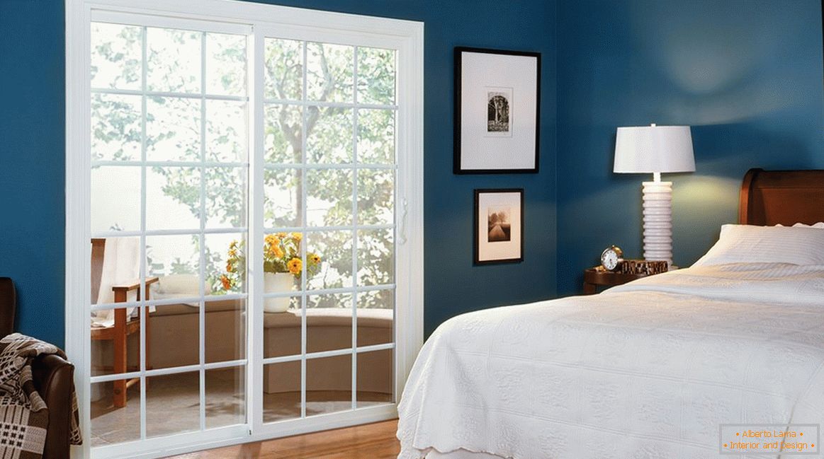Provence in the interior of the bedroom with white doors