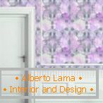 Floral wallpaper in combination with a white door