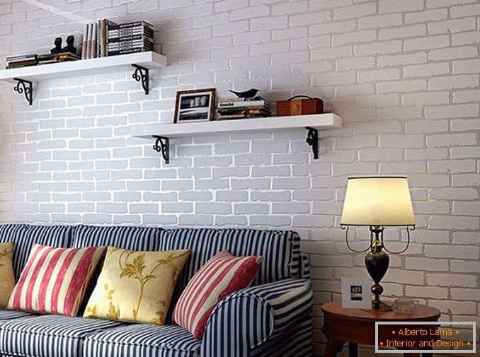 White brick wallpapers in the interior, фото 12