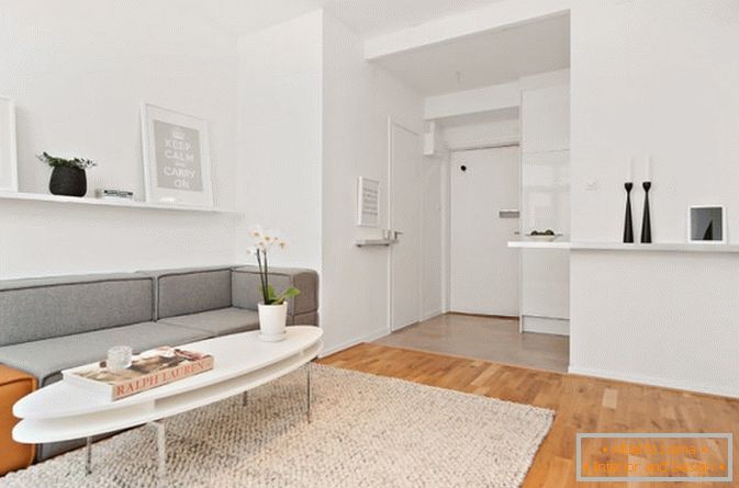 Living room studio apartment in white color