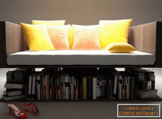 Sofa with bookshelf
