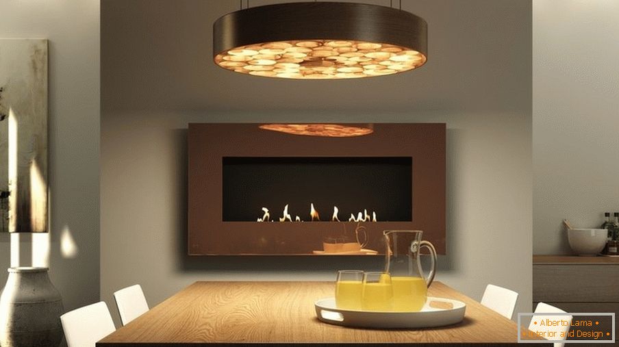 Ceramic bio-fireplace in the interior