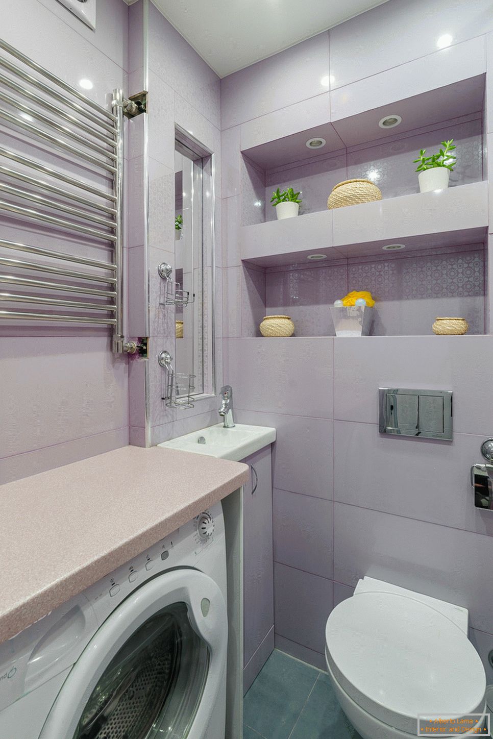 Lilac tile in the bathroom decoration