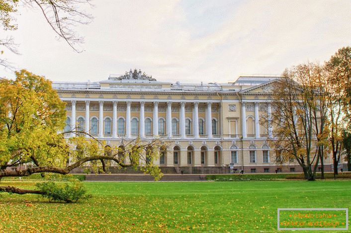 Luxurious Mikhailovsky Palace in Empire style in St. Petersburg.