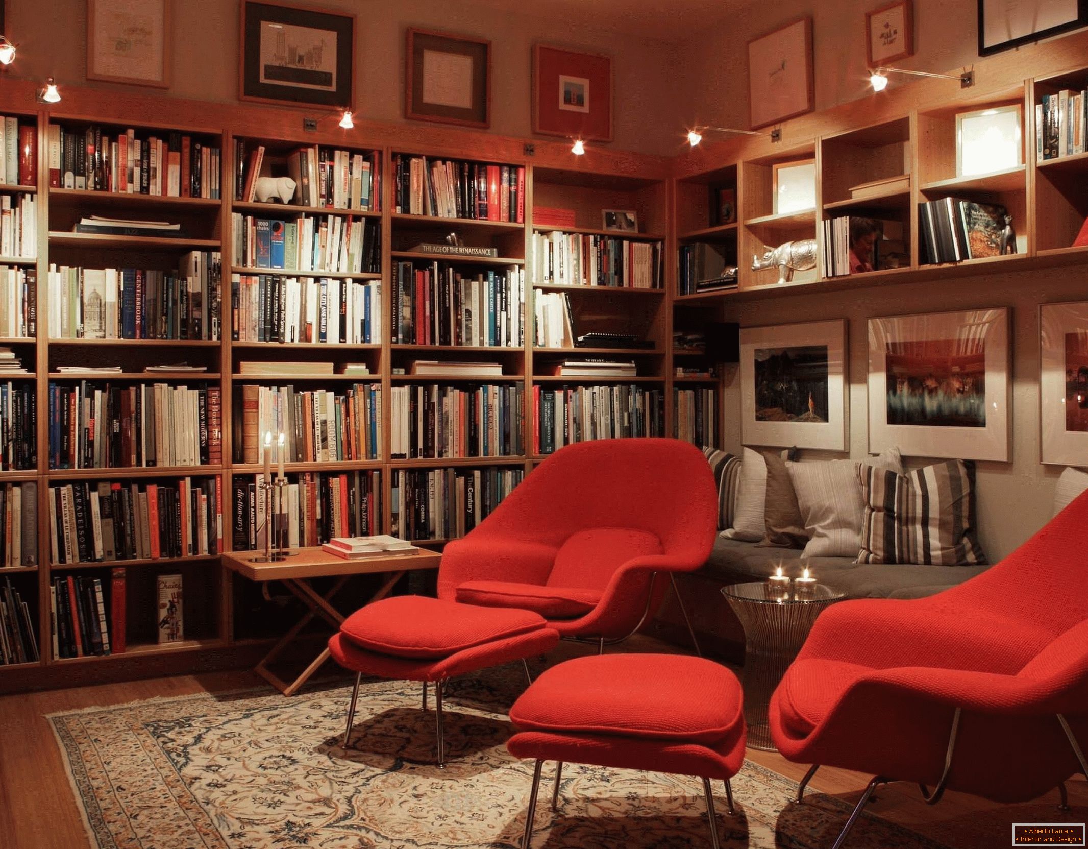 Modern armchairs in the library