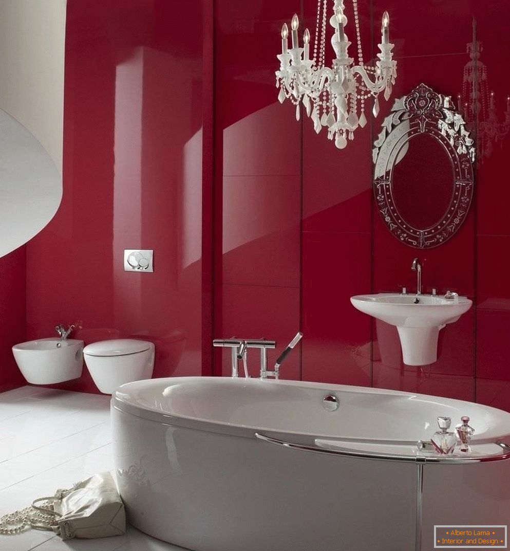 Stylish bathroom with a burgundy shade
