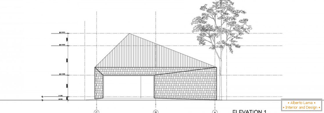 Sketch of the proportions of the garage with the external environment