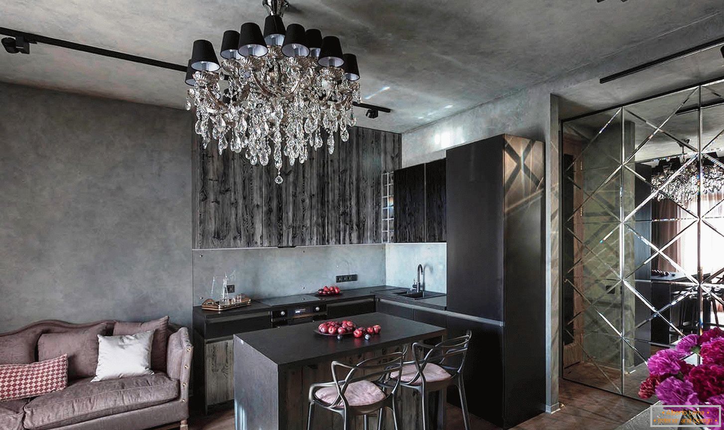Luxurious interior kitchen-living room