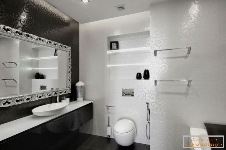enchanting-white-wall-painted-bathroom-with-free-standing-vanities-also-built-shelves-cabinet-over-toilet-as-decorate-small-space-mens-black-and-white-bathroom-decoration-ideas-2